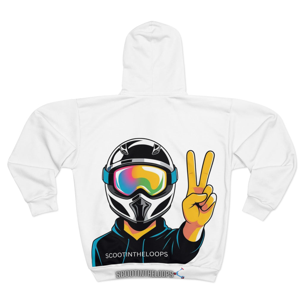 Zip Hoodie — Scootin' Helmet Graphic "Boot Scootin'" Zip-Up