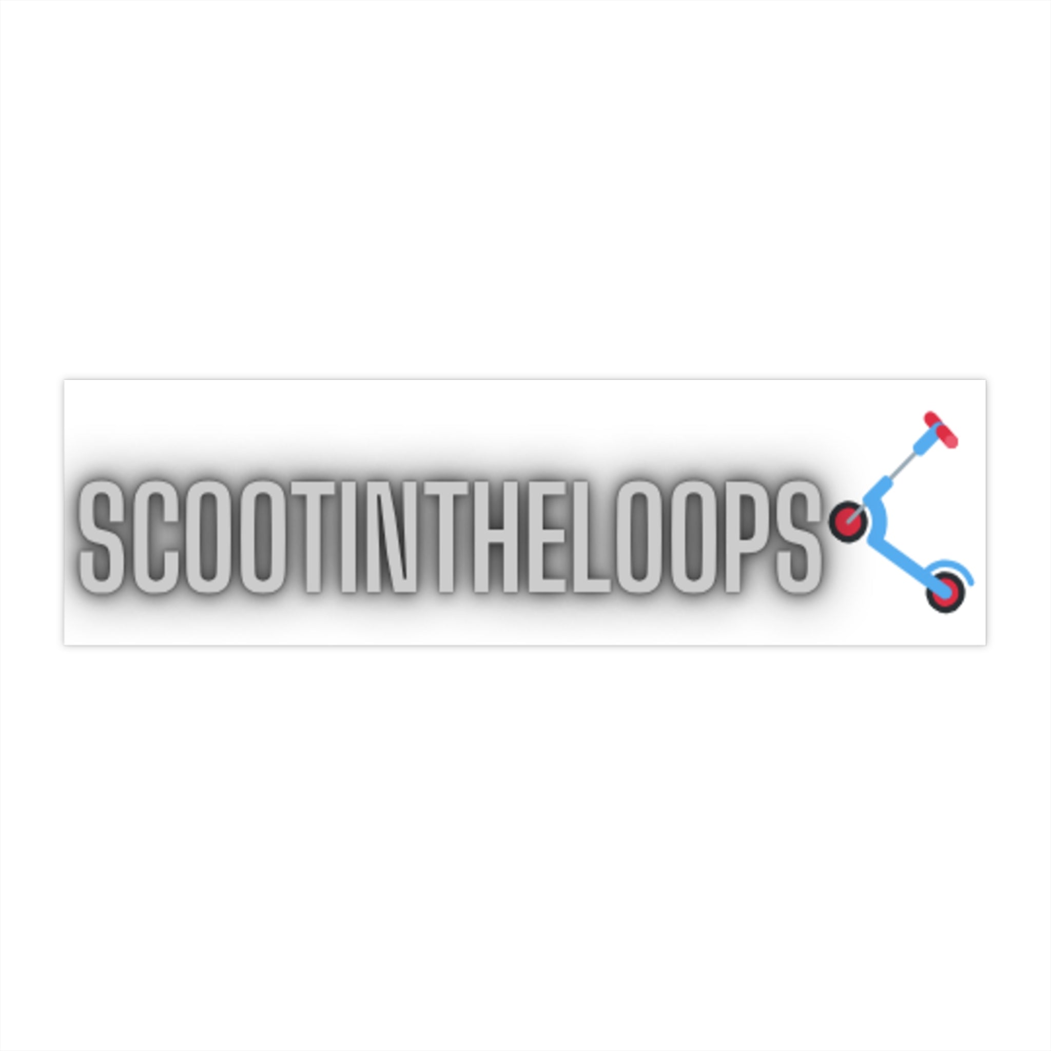 ScootInTheLoops Sticker — White Bumper Sticker with Blue Scooter Logo