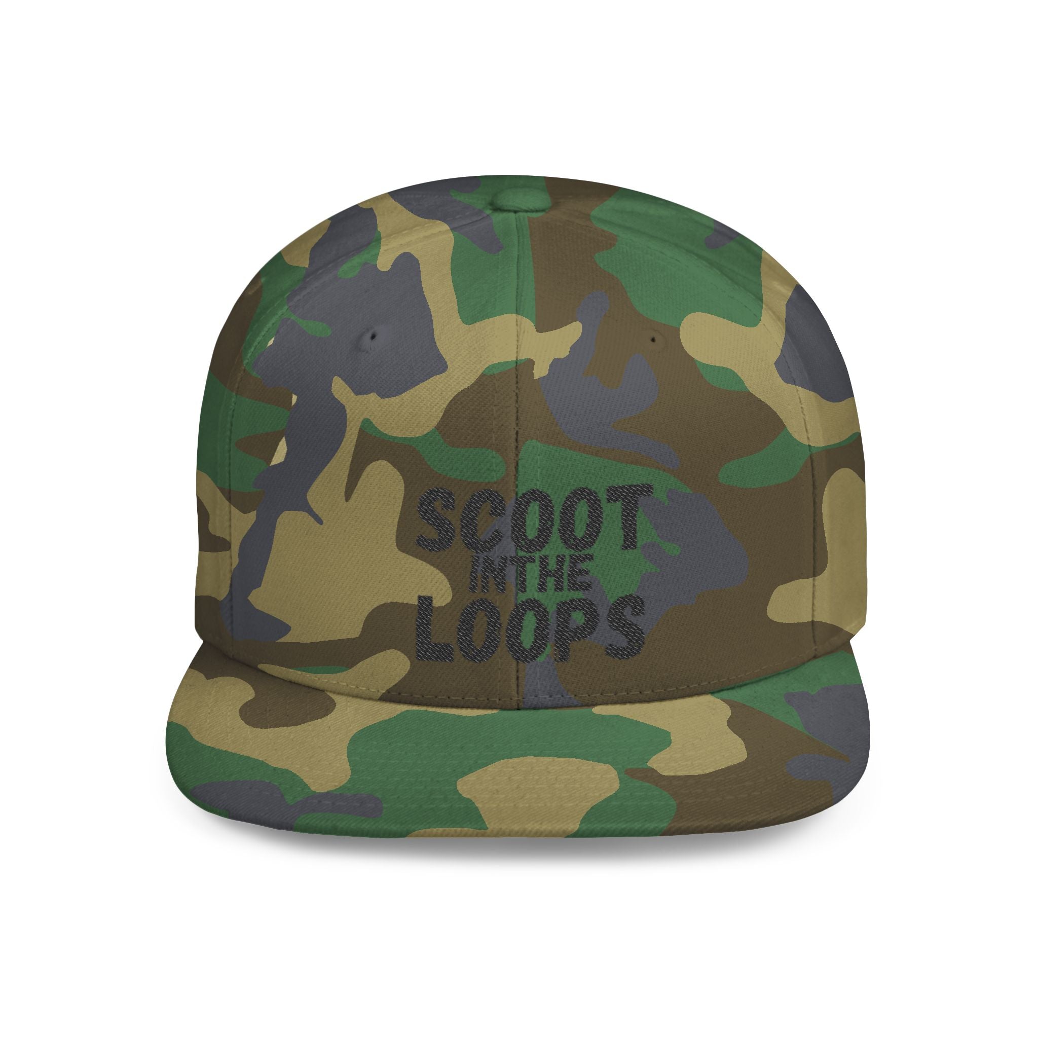 Scoot in the Loops Flat Bill Snapback Hat — Skate Scooter Streetwear Cap