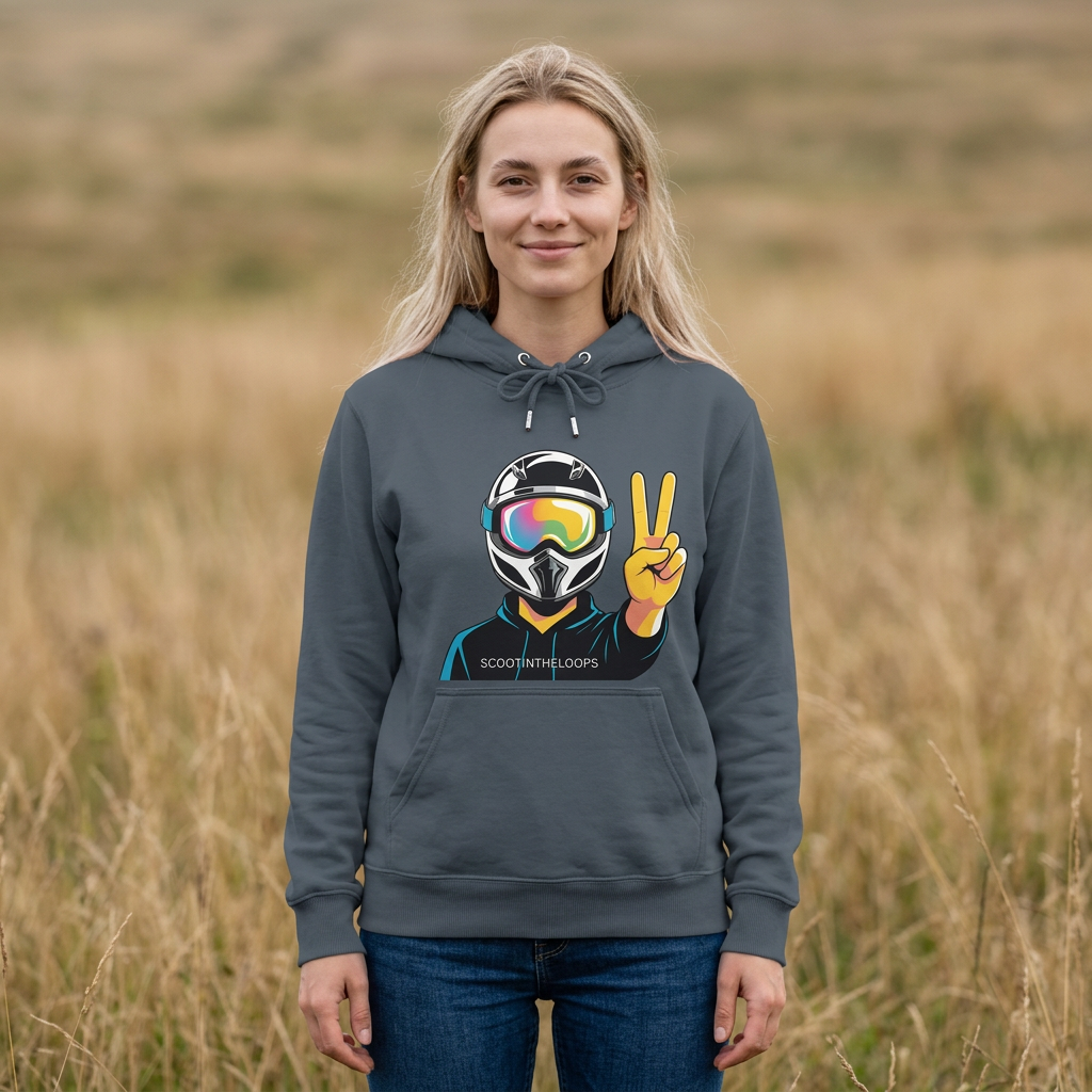 Snowboard Peace Sign Hoodie — Ski/Snowboard Helmet Graphic Pullover