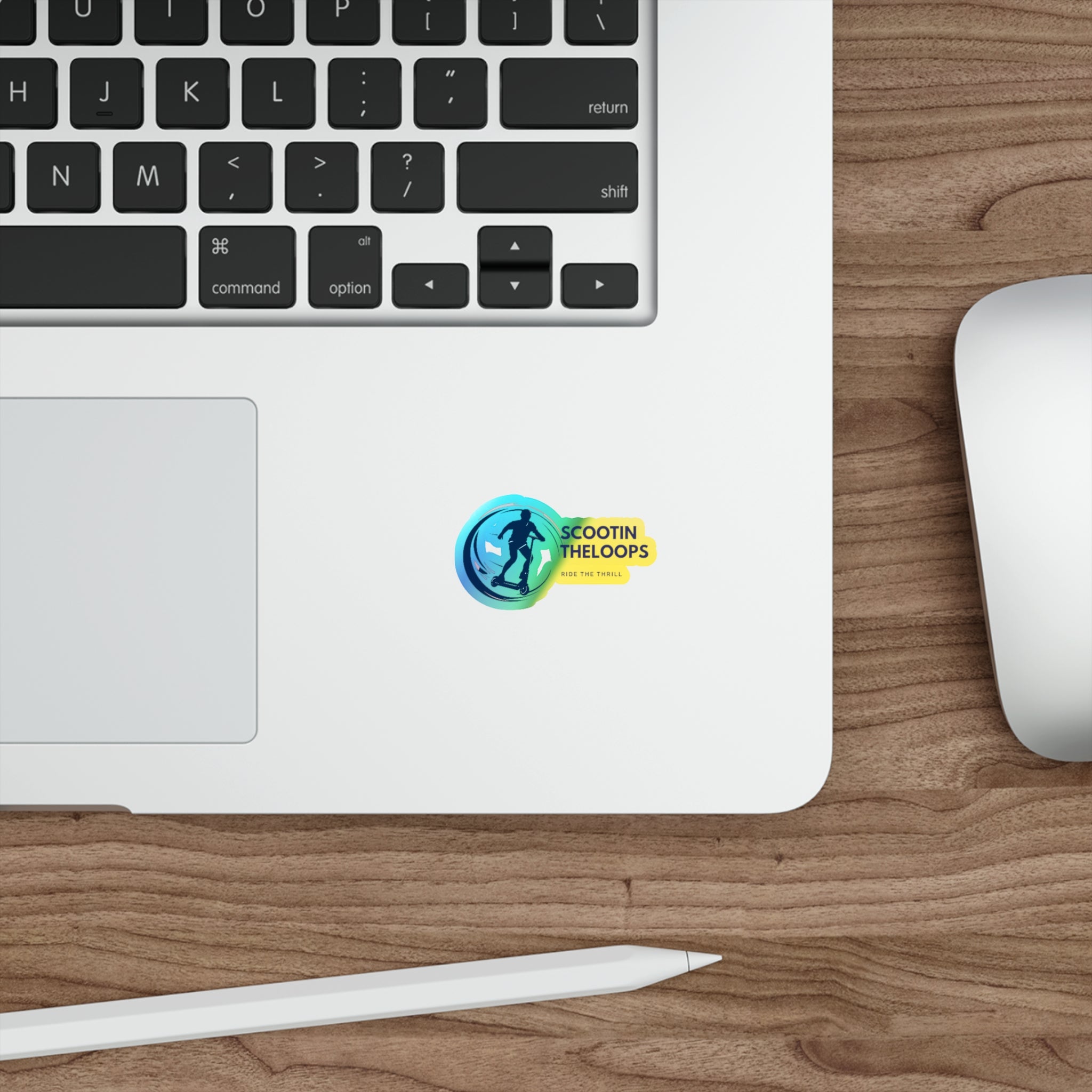 Holographic Die-Cut Sticker — 'Scootin The Loops' Skate Scooter Logo (Ride the Thrill)