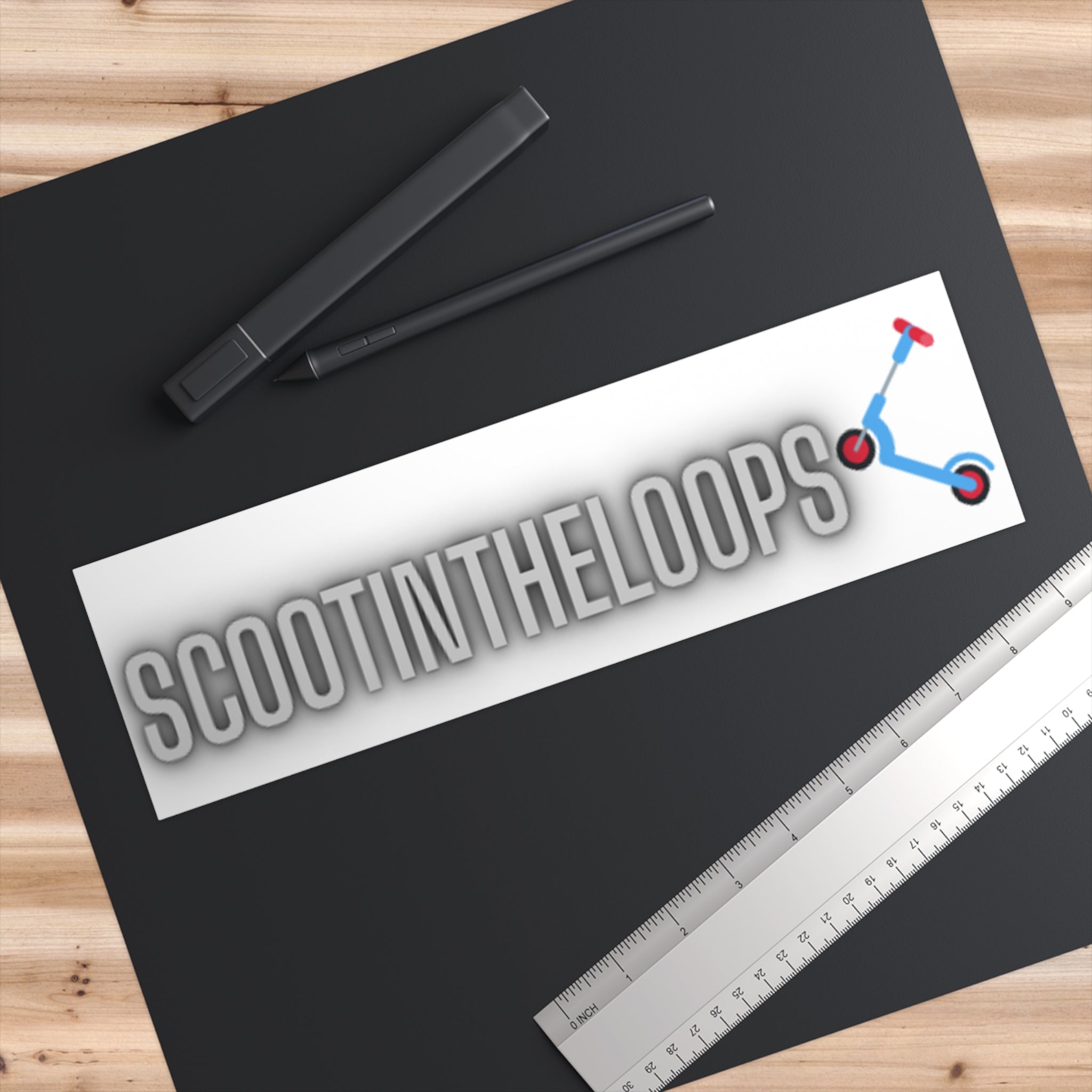 ScootInTheLoops Sticker — White Bumper Sticker with Blue Scooter Logo