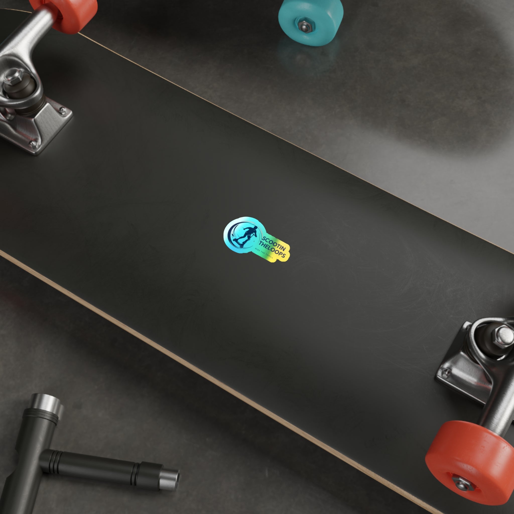 Holographic Die-Cut Sticker — 'Scootin The Loops' Skate Scooter Logo (Ride the Thrill)