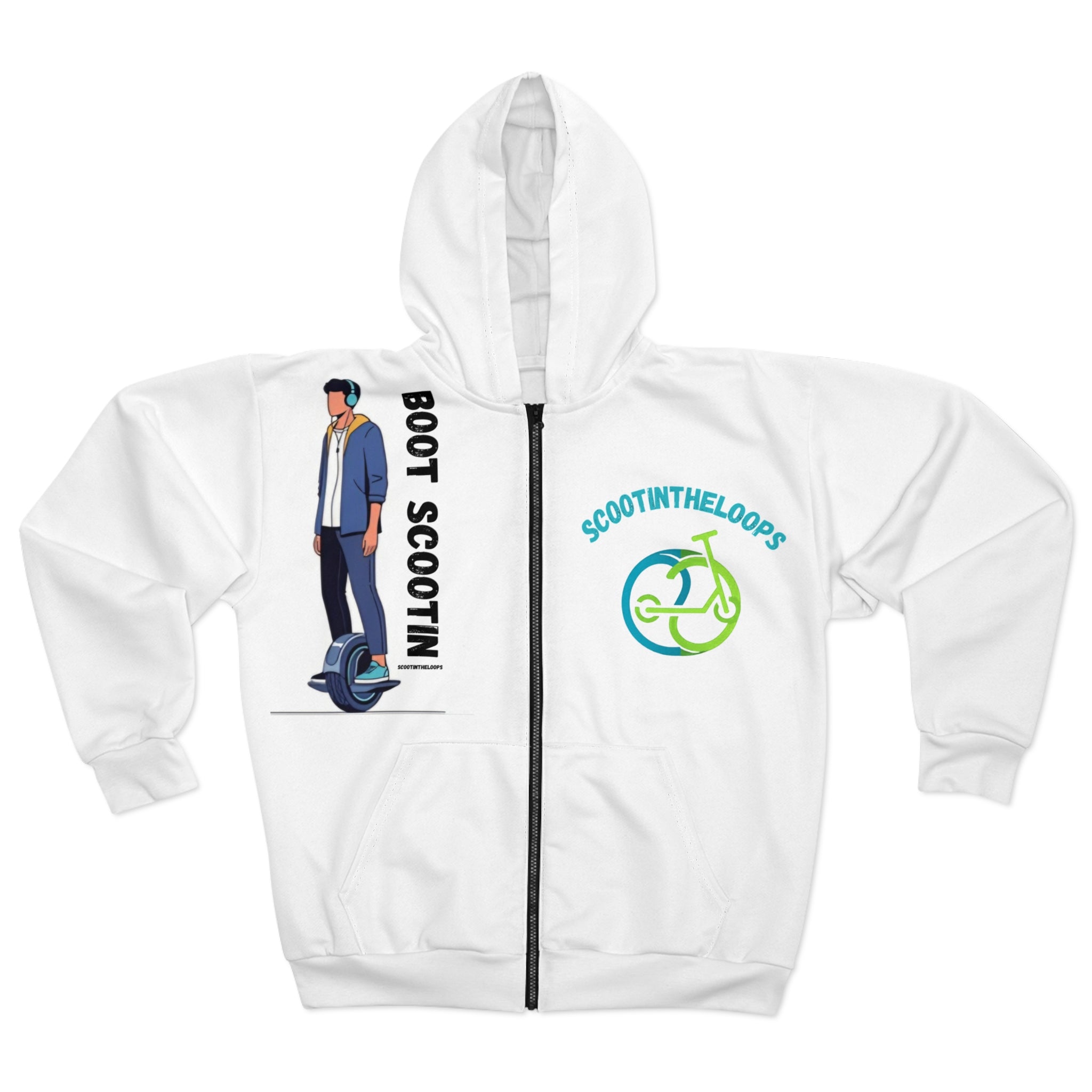 Zip Hoodie — Scootin' Helmet Graphic "Boot Scootin'" Zip-Up